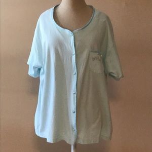 Light Blue 💯% Cotton Short Sleeve Pajama Top